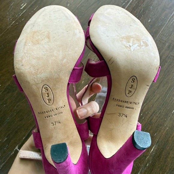 Spj Sarah Jessica Parker Georgie fuchsia suede slingback sandal Sz 7.5 - Picture 5 of 5